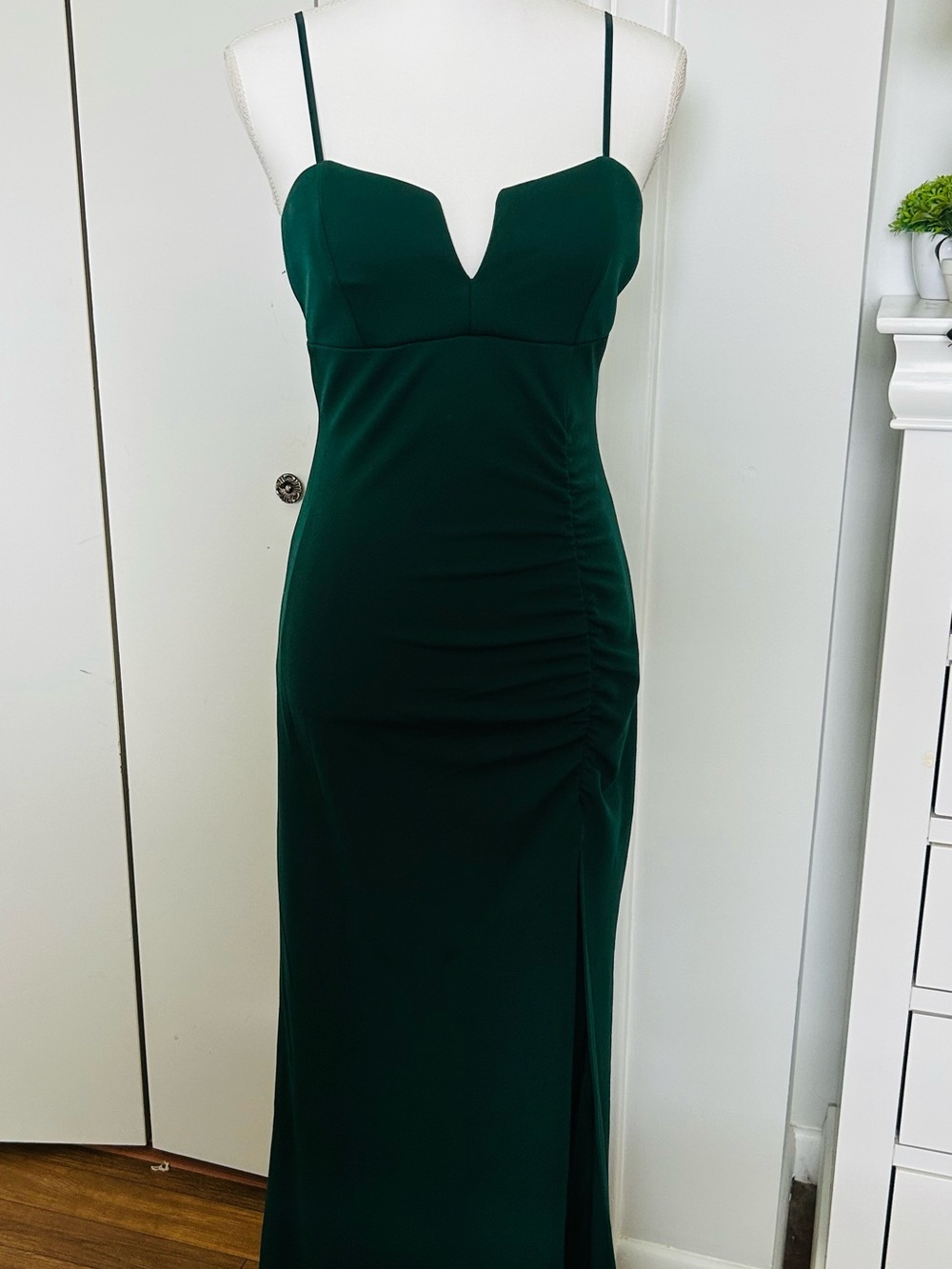 Emerald Sundae Deep Green Spaghetti-Strap Maxi Dress